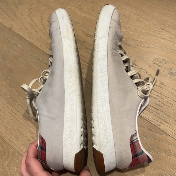 Cole Haan Tennis Fashion Sneaker Leather Plaid Lace Up Mens 8.5 Grandpro Gray - Picture 10 of 11